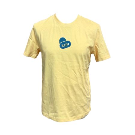 KrFU T-shirt gul m/logo front + design rygg str S